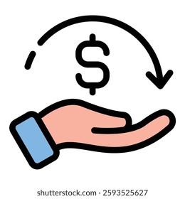 Loan icon in flat line style representing borrowing lending and financial agreements ideal for banking and credit concepts.