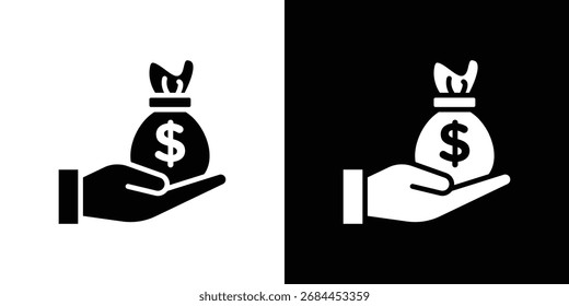 ícone de empréstimo em estilo plano, símbolo preto preenchido