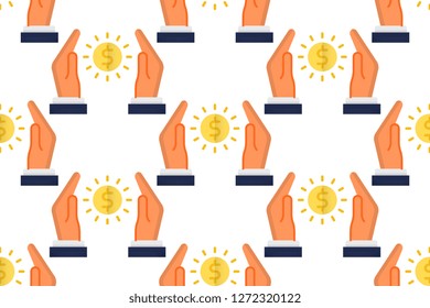 Loan icon in flat style isolated on white background.  Seamless pattern stock vector illustration
