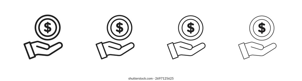 Diseño de línea de ícono de préstamo. Conjunto de íconos de Vector de línea delgada.