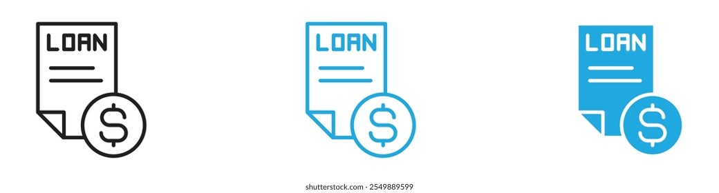 Loan icon Outline vector line set