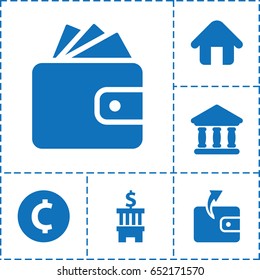 Loan icon. set of 6 loan filled icons such as wallet, bank, home