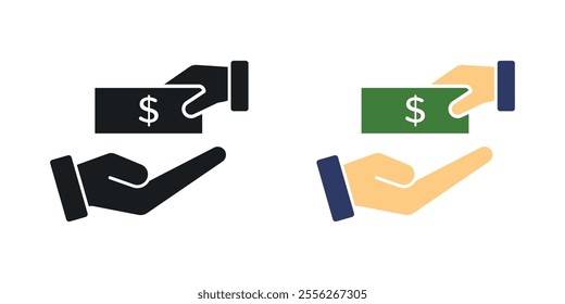 Loan icon set in black and colored versions.