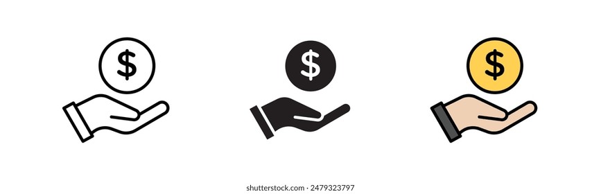 Conjunto de iconos de préstamo, icono Relleno negro, icono de relleno de color del préstamo y calificación crediticia. Colección de símbolos de contorno.