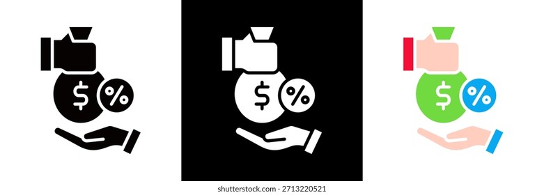 Ícone de empréstimo Definir vetor de glifos Ilustração