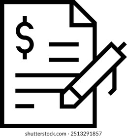 Icono de préstamo. Diseño de estilo lineal delgado aislado sobre fondo blanco