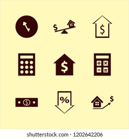 loan icon. loan vector icons set calculator, house rent, key and dollar