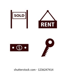loan icon. loan vector icons set key, house rent, money cash and sold house