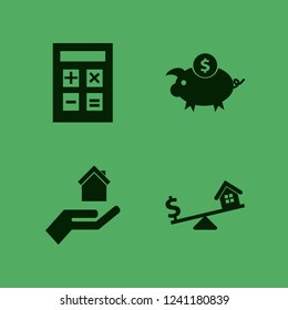 loan icon. loan vector icons set calculator, dollar house scales, dollar piggy bank and hand house