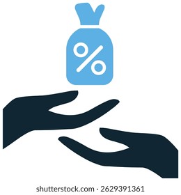 Ícone de empréstimo vetor para conceito de empréstimo, empréstimo e suporte financeiro. Ideal para serviços de crédito, financiamento bancário e projeto de ilustração de aprovação de empréstimo pessoal ou comercial.