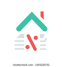 Loan icon. vector simple of Home loan sign symbol with home- vector