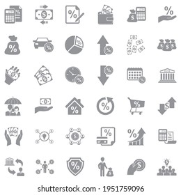 Loan Icons. Gray Flat Design. Vector Illustration.