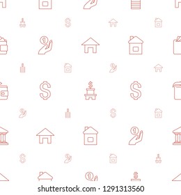 loan icons pattern seamless white background. Included editable line home, bank, Coin, coin on hand, Wallet icons. loan icons for web and mobile.