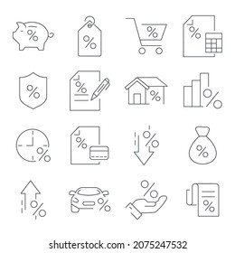 Loan  icons set. Loan  symbol vector elements for infographic web
