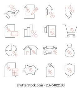 Loan  icons set. Loan  symbol vector elements for infographic web