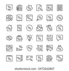 Loan icons set. Vector line icons. Black outline stroke symbols