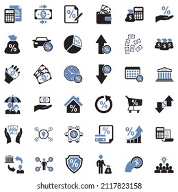 Iconos de préstamo. Diseño Plano De Dos Tonos. Ilustración vectorial.