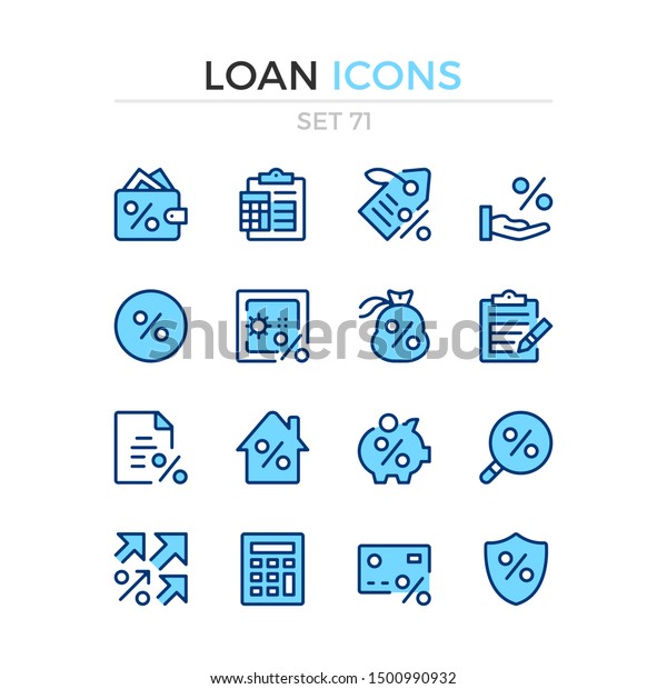 Loan icons. Vector line icons set. Premium\
quality. Simple thin line design. Modern outline symbols\
collection, pictograms.