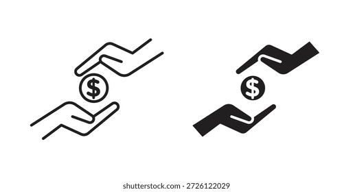 Símbolo de Vector de iconos de préstamo con trazo editable y versiones planas