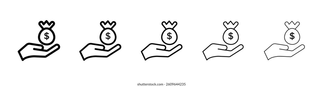 Loan icons vectors set in different stroke lines