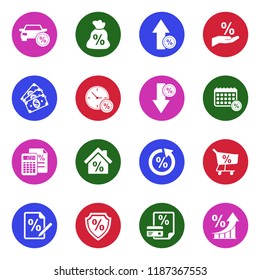 Loan Icons. White Flat Design In Circle. Vector Illustration. 