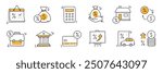 Loan interest rate doodle icon set. Hand drawn sketch doodle line style bank money loan interest rate icon for house, car discount percentage concept. Trendy cute element. Vector illustration