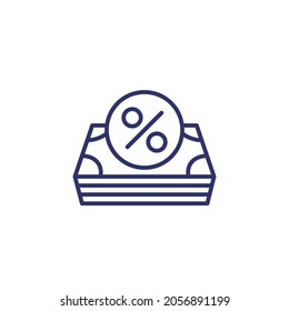 Loan Line Icon, Money And Percent