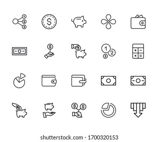 loan line icons set. Stroke vector elements for trendy design. Simple pictograms for mobile concept and web apps. Vector line icons isolated on a white background. 