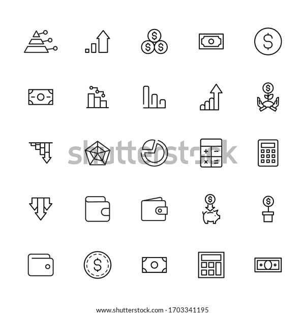 loan line icons set.\
Stroke vector elements for trendy design. Simple pictograms for\
mobile concept and web apps. Vector line icons isolated on a white\
background. 