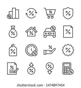 Loan line icons set vector illustration