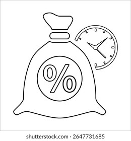 Ícone de amadurecimento do empréstimo, gráficos de vetor de linha