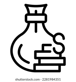 Loan money bag icon outline vector. Small bank. Check card