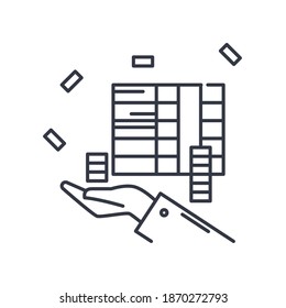 Loan money image icon, linear isolated illustration, thin line vector, web design sign, outline concept symbol with editable stroke on white background.