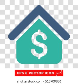 Loan Mortgage EPS vector icon. Illustration style is flat iconic bicolor cobalt and cyan symbol.