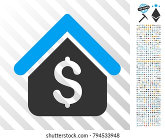 Loan Mortgage pictograph with 700 bonus bitcoin mining and blockchain graphic icons. Vector illustration style is flat iconic symbols design for bitcoin websites.