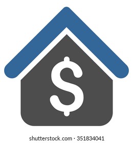 Loan Mortgage vector icon. Style is bicolor flat symbol, cobalt and gray colors, rounded angles, white background.