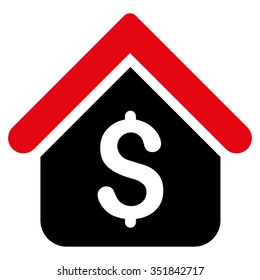 Loan Mortgage vector icon. Style is bicolor flat symbol, intensive red and black colors, rounded angles, white background.