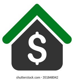 Loan Mortgage vector icon. Style is bicolor flat symbol, green and gray colors, rounded angles, white background.