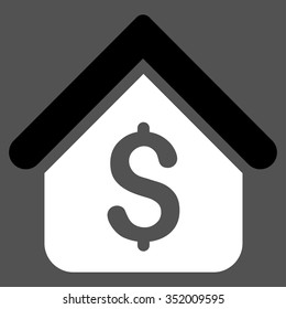 Loan Mortgage vector icon. Style is bicolor flat symbol, black and white colors, rounded angles, gray background.