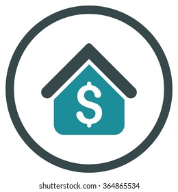 Loan Mortgage vector icon. Style is bicolor flat circled symbol, soft blue colors, rounded angles, white background.