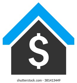 Loan Mortgage vector icon. Style is bicolor flat symbol, blue and gray colors, white background.