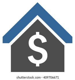 Loan Mortgage vector icon. Style is bicolor flat symbol, cobalt and gray colors, white background.