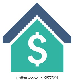 Loan Mortgage vector icon. Style is bicolor flat symbol, cobalt and cyan colors, white background.