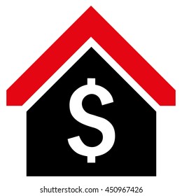 Loan Mortgage vector icon. Style is bicolor flat symbol, intensive red and black colors, white background.