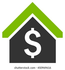 Loan Mortgage vector icon. Style is bicolor flat symbol, eco green and gray colors, white background.