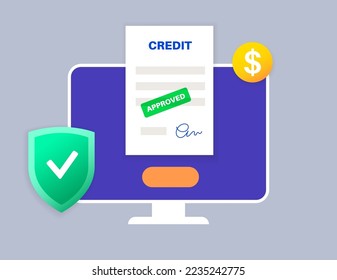 Loan online web form. Borrowed money from bank by internet for individuals or organizations. Personal fixed interest rate for car, wedding, house, business. Lending in application vector illustration