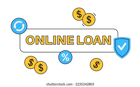 Loan online web form. Borrowed money from bank by internet for individuals or organizations. Personal fixed interest rate for car, wedding, house, business. Lending in application vector illustration