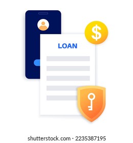 Loan online web form. Borrowed money from bank by internet for individuals or organizations. Personal fixed interest rate for car, wedding, house, business. Lending in application vector illustration