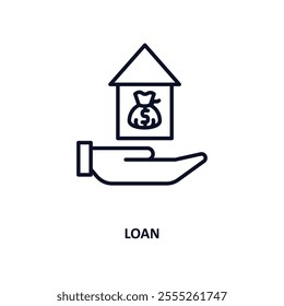 loan outline icon.  Thin line icon from cryptocurrency collection. Editable vector isolated on white background