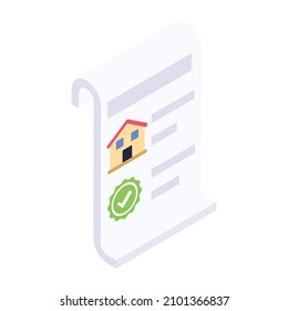 Papel de préstamo en un icono de moda editable isométrico 

